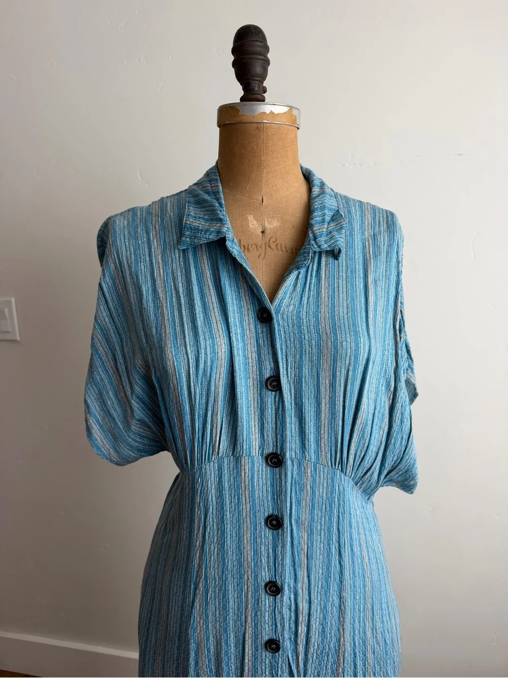 Free People Rowan Maxi Dress Size Small Blue Stripe